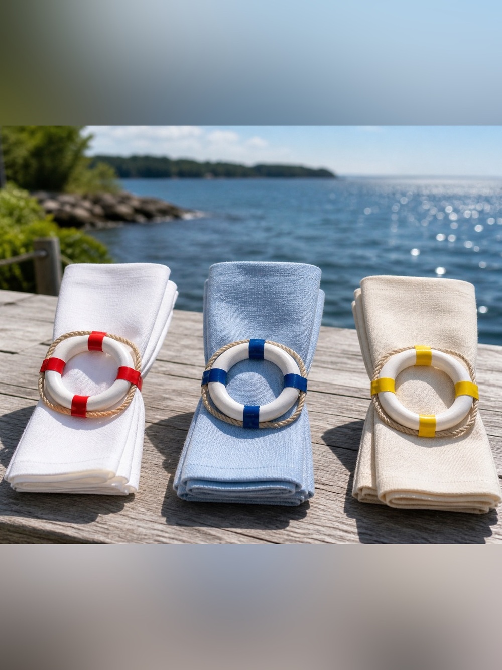 Nautical Life Preserver Napkin Rings – Set of 6 per color (NWT)